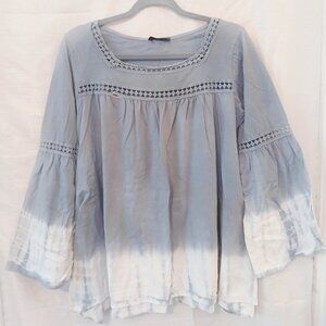 Grey-Blue Blouse, Dip Dye, Boho